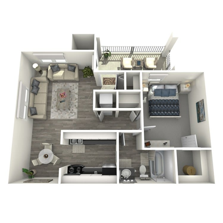 Island Club Apartments Tahiti Renovated 1 bed 1 bath floor plan - Columbus, OH