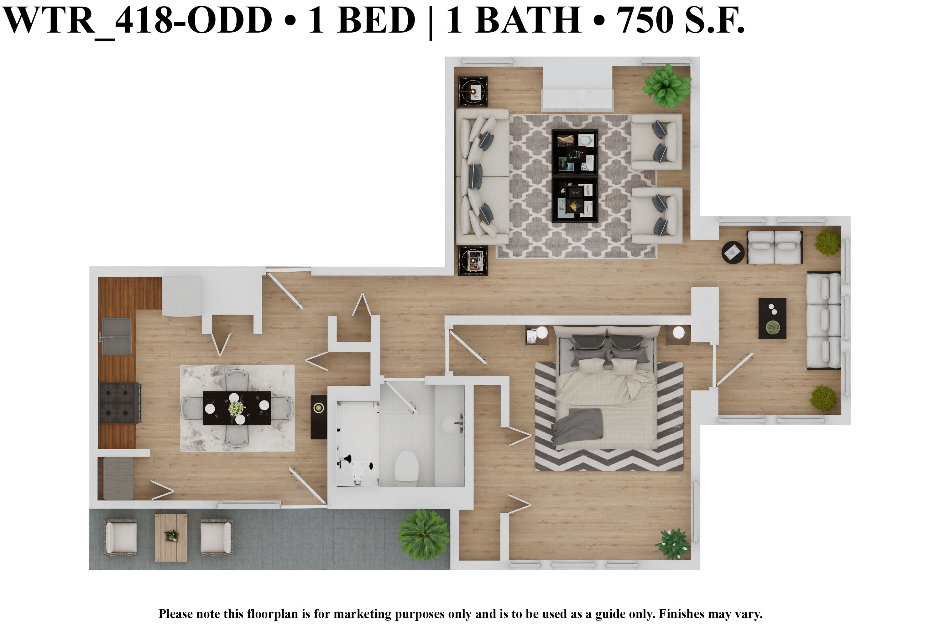 CWE Apartments one-bedroom floor plan image wtr 418 odd 3a - St. Louis, MO