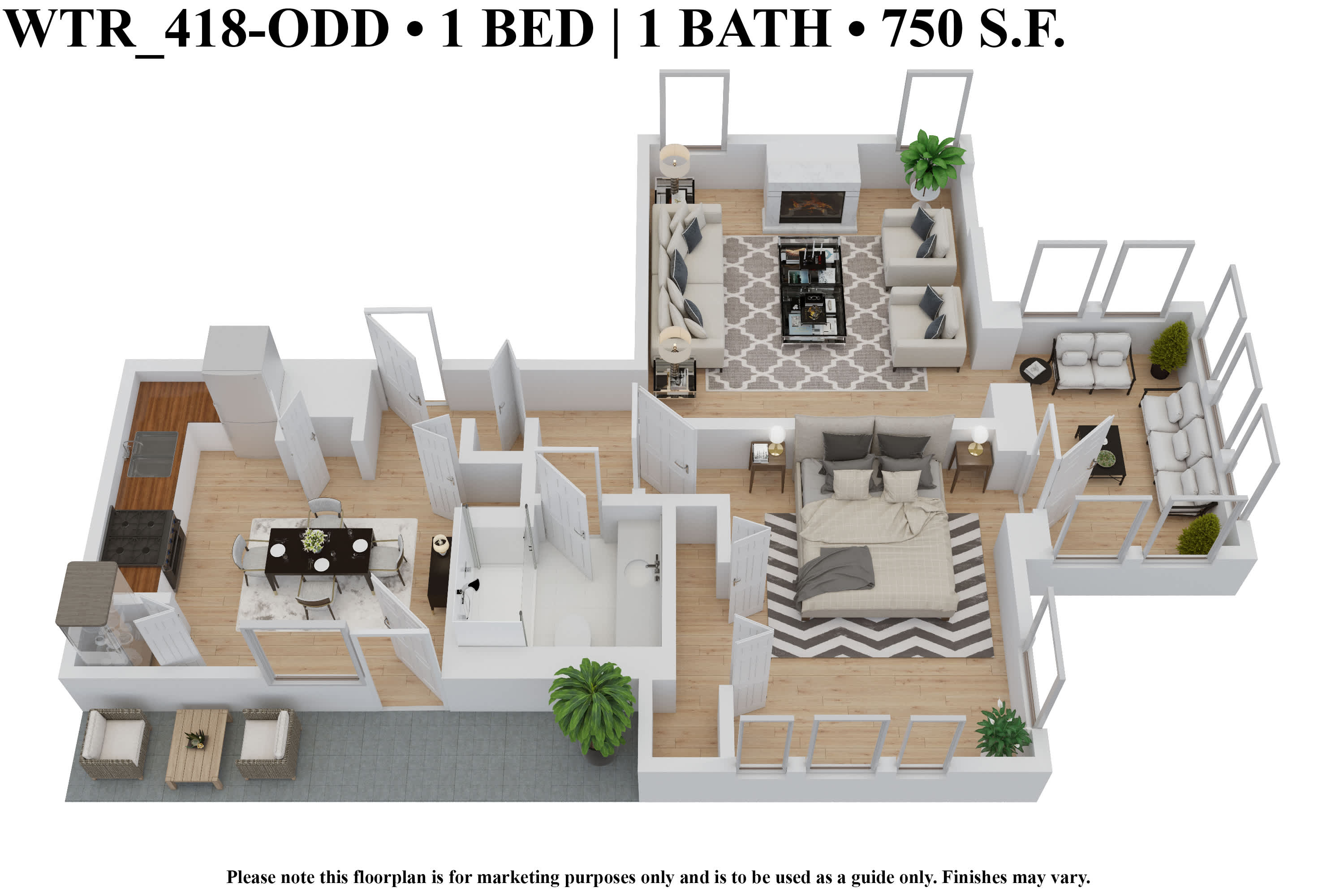 CWE Apartments one-bedroom floor plan image wtr 418 odd 3b - St. Louis, MO