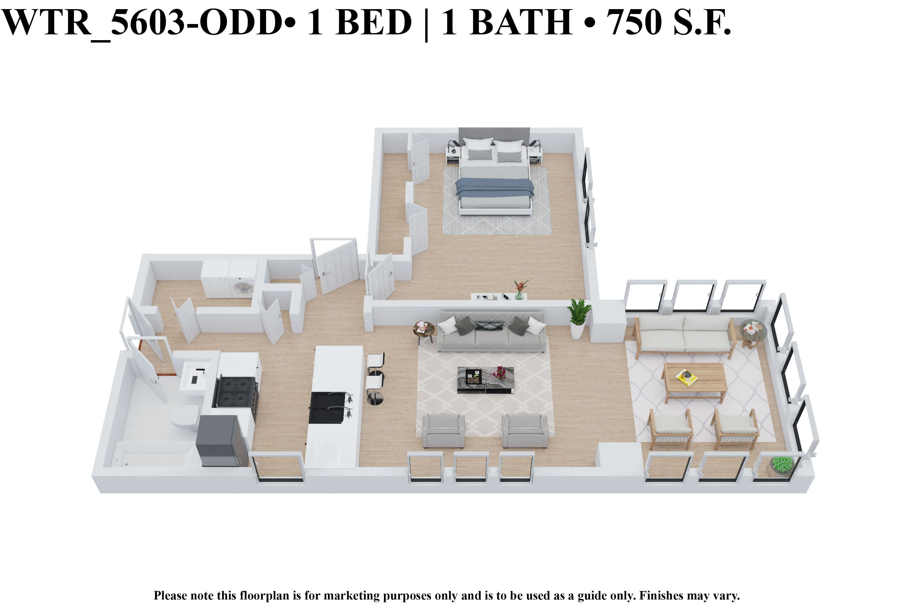 CWE Apartments one-bedroom floor plan image wtr 5603 odd 3b - St. Louis, MO