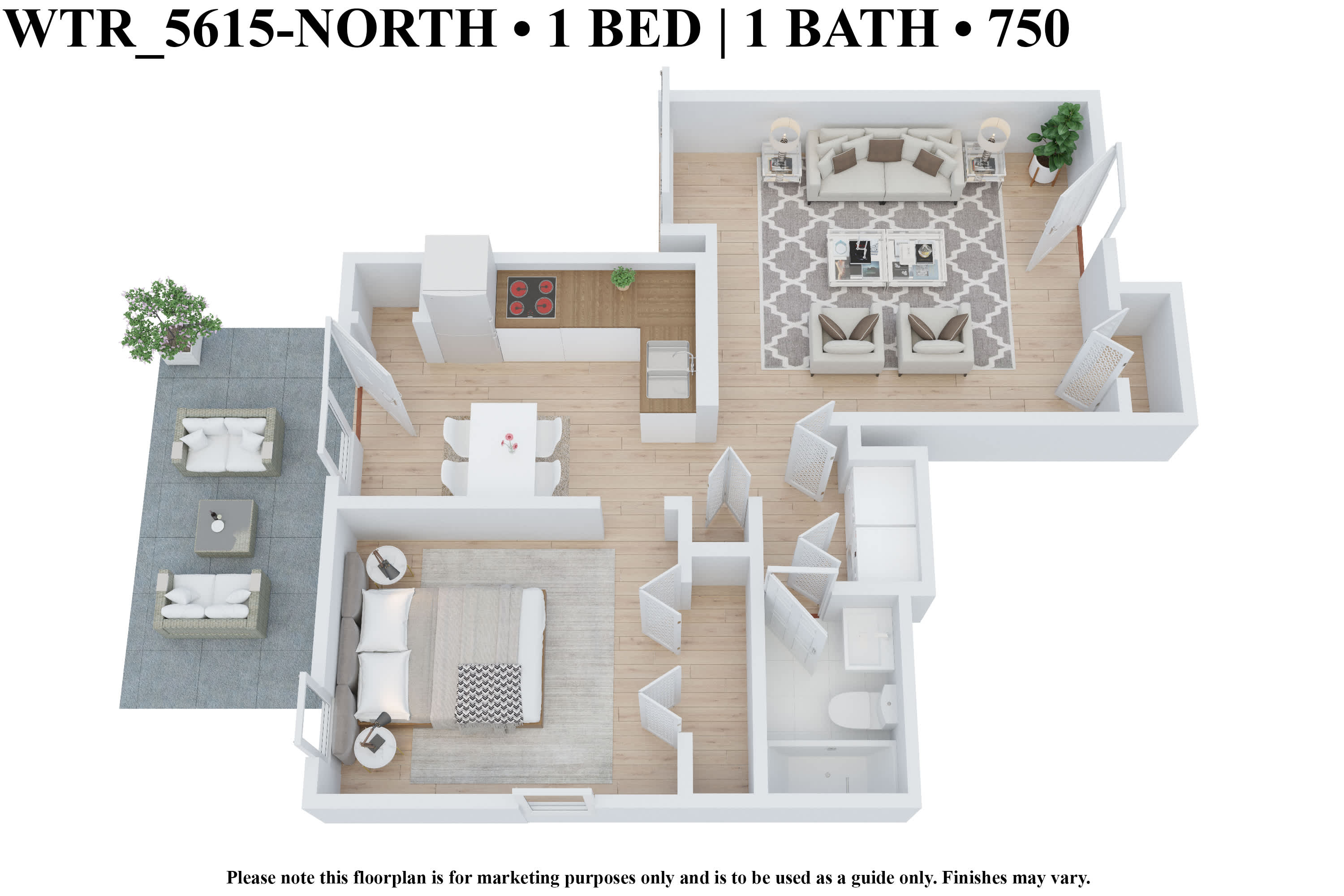 CWE Apartments one-bedroom floor plan image wtr 5615 north 3b - St. Louis, MO