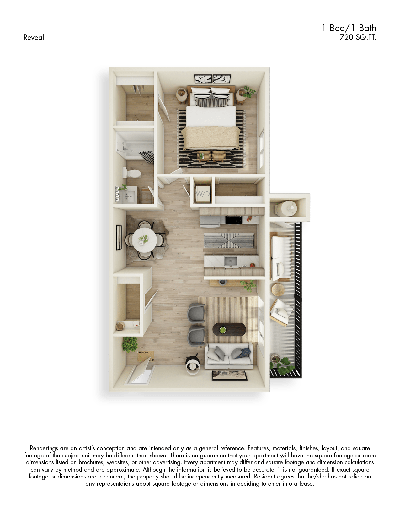 3D apartment layout preview at Reveal.