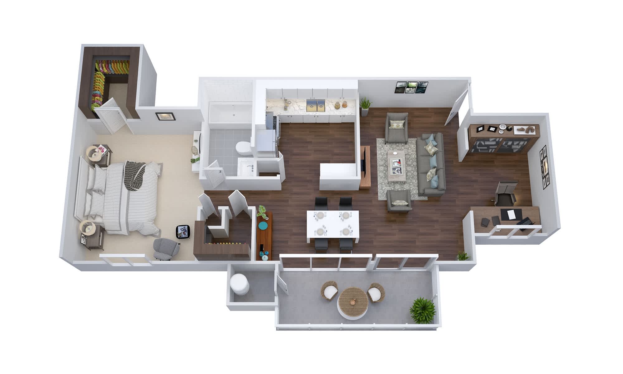 The District at Forestville 1 bedroom 1 bathroom den floor plan - Forestville, MD