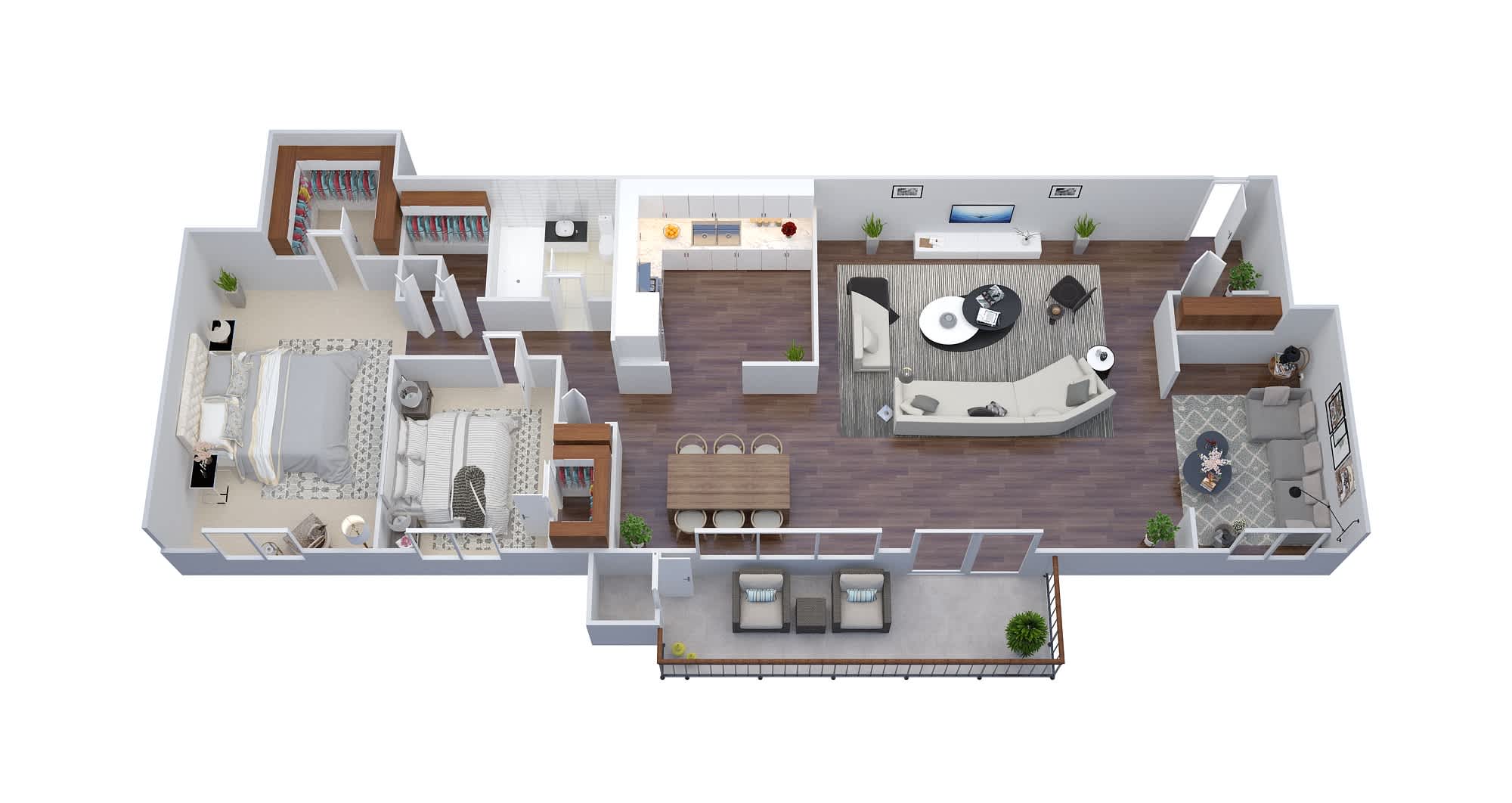 The District at Forestville 2 bedroom 1 bathroom den floor plan - Forestville, MD