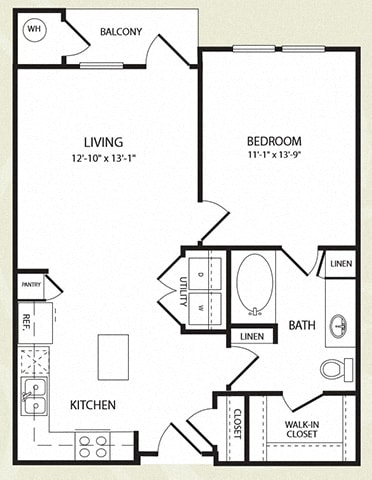 Centro Apartments_Aurora CO_Floor Plan_One Bedroom One Bathroom_The Dotsero Centro Apartments_Aurora CO_Floor Plan_One Bedroom One Bathroom_The Dotsero