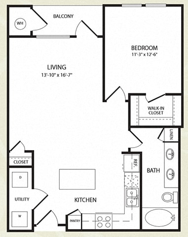 Centro Apartments_Aurora CO_Floor Plan_One Bedroom One Bathroom_The Flatirons Centro Apartments_Aurora CO_Floor Plan_One Bedroom One Bathroom_The Flatirons