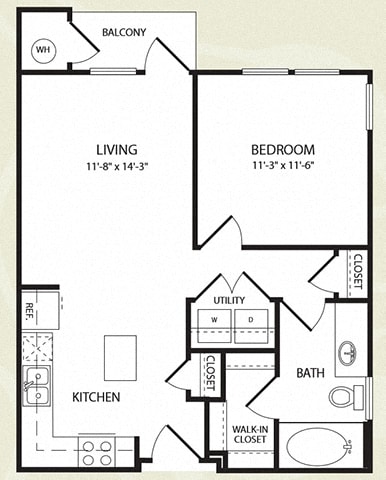 Centro Apartments_Aurora CO_Floor Plan_One Bedroom One Bathroom_The South Platte Centro Apartments_Aurora CO_Floor Plan_One Bedroom One Bathroom_The South Platte