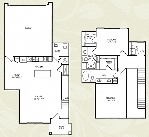 Centro Apartments_Aurora CO_Floor Plan_Two Bedroom Two ad a Half Bathroom_The Grand Lake Centro Apartments_Aurora CO_Floor Plan_Two Bedroom Two ad a Half Bathroom_The Grand Lake