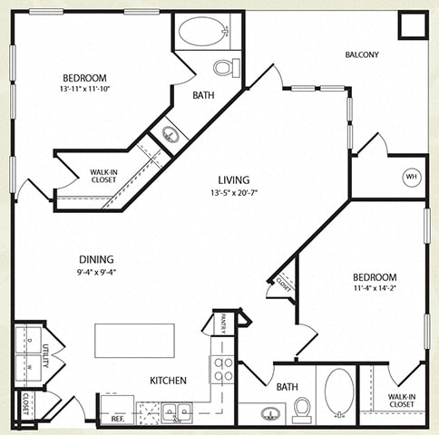 Centro Apartments_Aurora CO_Floor Plan_Two Bedroom Two Bathroom_The Royal Gorge Centro Apartments_Aurora CO_Floor Plan_Two Bedroom Two Bathroom_The Royal Gorge