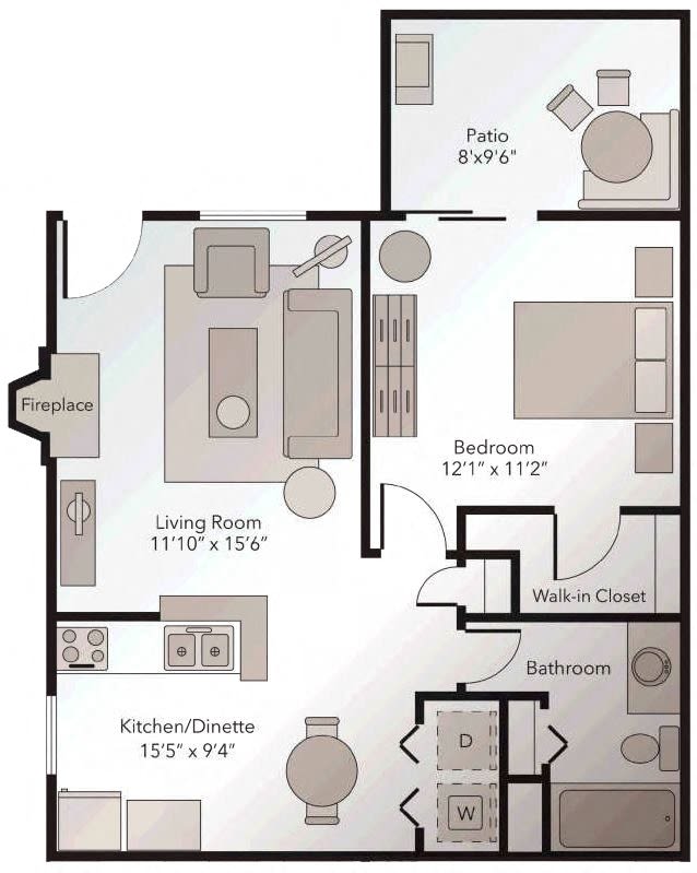 Springburne at Polaris Apartments 1 bedroom floor plan image - Columbus, OH