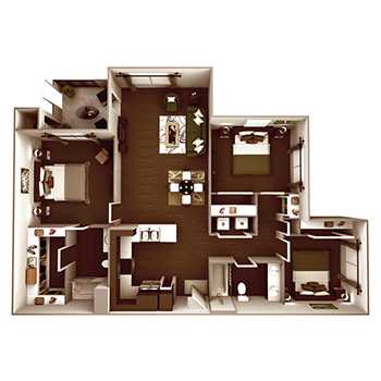3 Bedroom 3 Bathroom Floor Plan