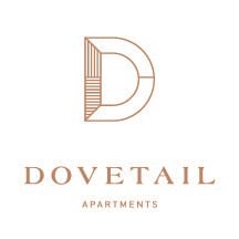 a logo that reads dovetail apartments