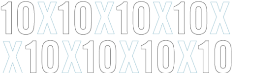 a blue and white rectangle with the number 100 in it