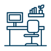 an icon of a computer desk with a monitor and a keyboard