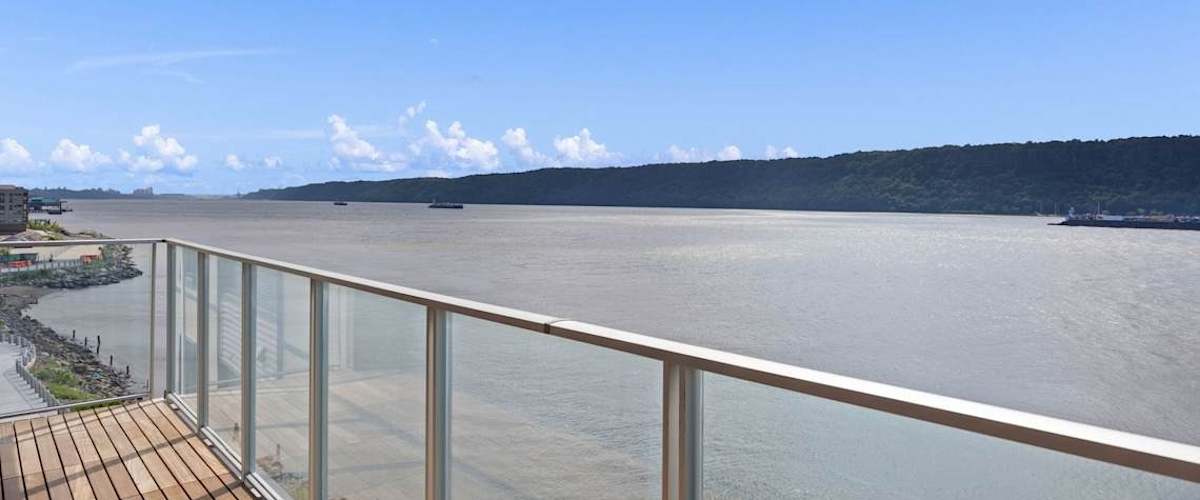 Balcony with Hudson River views