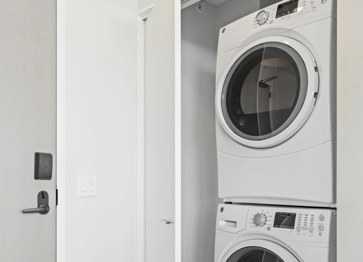 a washer and dryer in a laundry room