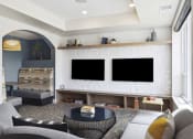 Thumbnail 20 of 29 - a rendering of a living room with two televisions and a coffee table