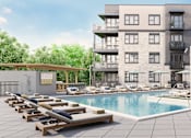 Thumbnail 6 of 10 - a rendering of an apartment building with a swimming pool