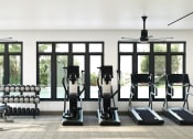 Thumbnail 5 of 12 - an image of a gym with cardio machines and weights