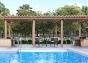 Thumbnail 7 of 12 - a pergola next to a pool with lounge chairs and umbrellas
