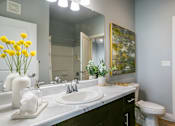 Thumbnail 29 of 38 - Bathroom With Vanity Lights at SkyStone Apartments, Albuquerque, 87114