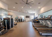 Thumbnail 20 of 48 - A gym with treadmills and exercise equipment.