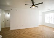 Thumbnail 43 of 44 - A room with a ceiling fan and wooden flooring.