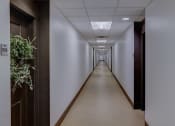 Thumbnail 25 of 25 - a long hallway with wood floors and white walls and wooden doors