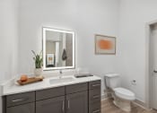 Thumbnail 10 of 30 - a bathroom with a sink and a toilet and a mirror