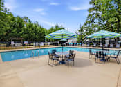 Thumbnail 28 of 48 - Pool with blue and green pool furniture