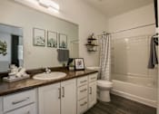 Thumbnail 27 of 38 - a bathroom with a sink and a toilet and a shower