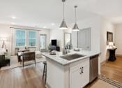 Thumbnail 16 of 29 - an open kitchen and living room with a counter top