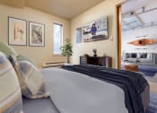 Thumbnail 23 of 30 - Staged One bedroom with view of living room at Allez, Redmond,Washington