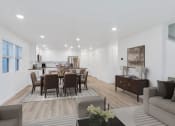 Thumbnail 43 of 51 - a living room and dining room with a table and chairs