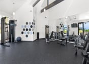 Thumbnail 31 of 53 - a gym with white walls and black flooring at Enclave, California