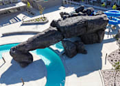 Thumbnail 23 of 29 - A large rock formation is in the middle of a swimming pool.