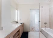 Thumbnail 10 of 54 - a bathroom with a tub and a sink and a mirror