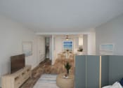 Thumbnail 4 of 25 - an open living room and dining room with a beach view and a television