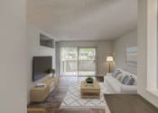 Thumbnail 5 of 25 - a living room with a white couch and a television