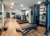 Thumbnail 31 of 48 - a large fitness room with treadmills and other exercise equipment at VORA LUX, San Diego
