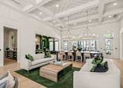 Thumbnail 14 of 17 - the living room has a coffered ceiling and a dining room with a large table