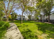 Thumbnail 6 of 15 - a yard with grass and trees in front of houses
