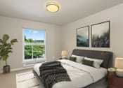 Thumbnail 6 of 30 - a bedroom with a large bed and a large windowat Allez, Redmond, WA 98052