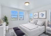 Thumbnail 42 of 51 - a white bedroom with a white bed and a white dresser and a window