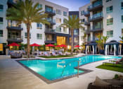 Thumbnail 65 of 82 - Resort-like grand courtyard with outdoor pool at Vora Mission Valley, San Diego, 92120