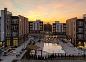 Thumbnail 34 of 45 - Pool view at sunset at Alta Davis, Durham, NC, 27703