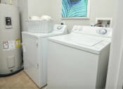 Thumbnail 10 of 32 - a white washer and dryer in a room with a refrigerator