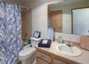 Thumbnail 43 of 44 - a bathroom with a sink and a toilet and a shower