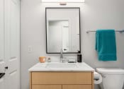 Thumbnail 24 of 27 - a bathroom with a sink and a mirror