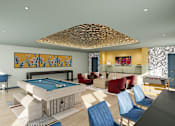 Thumbnail 6 of 20 - Lounge with blue billiard table at Autry at Legacy apartments for rent in Prosper, TX.